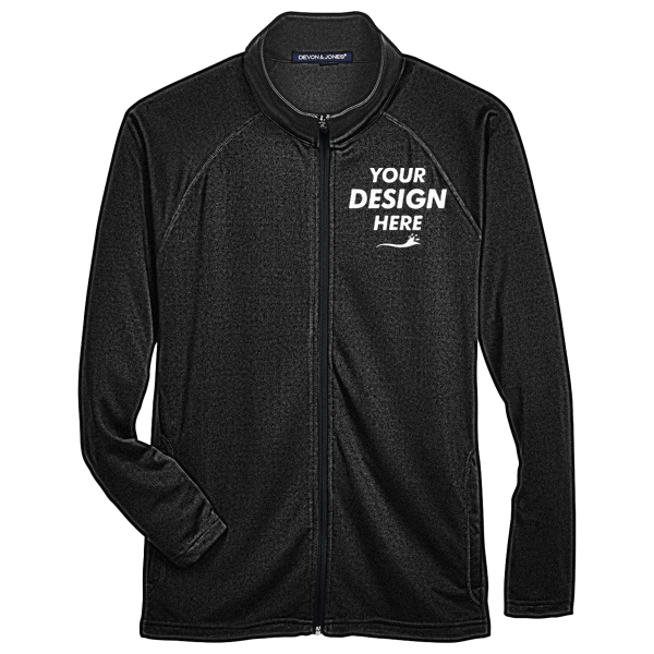Devon & Jones Men's Stretch Tech-Shell® Compass Full-Zip Jacket, Black, Front view, Mockup