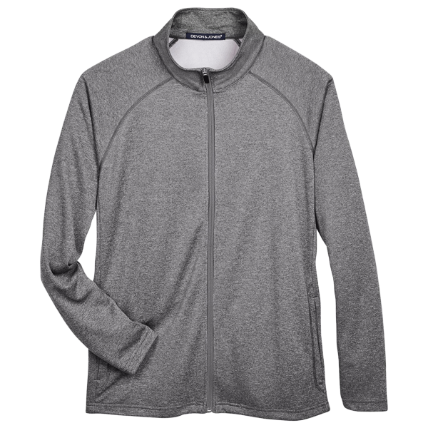 Devon & Jones Men's Stretch Tech-Shell® Compass Full-Zip Jacket, Dark Grey Heather, Front view
