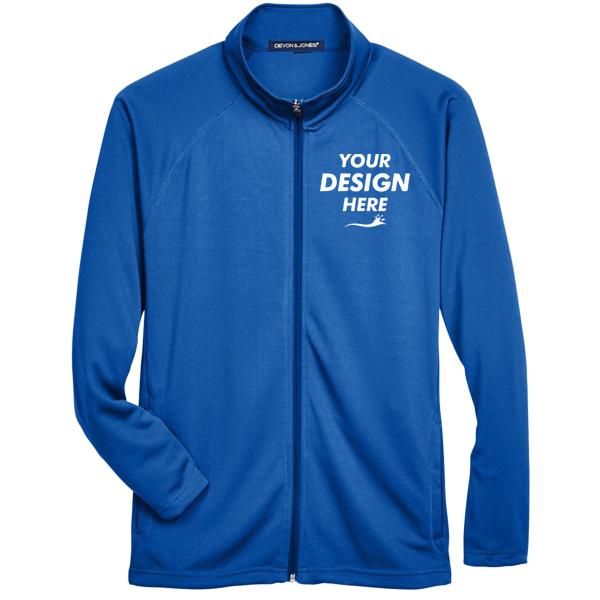 Devon & Jones Men's Stretch Tech-Shell® Compass Full-Zip Jacket, True Royal, Front view, Mockup