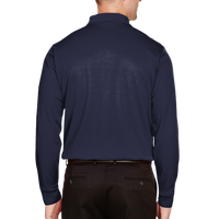 Devon & Jones Men's Tall CrownLux Performance® Plaited Long Sleeve Polo, Navy, Back view