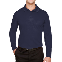 Devon & Jones Men's Tall CrownLux Performance® Plaited Long Sleeve Polo, Navy, Front view