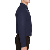 Devon & Jones Men's Tall CrownLux Performance® Plaited Long Sleeve Polo, Navy, Right Sleeve view