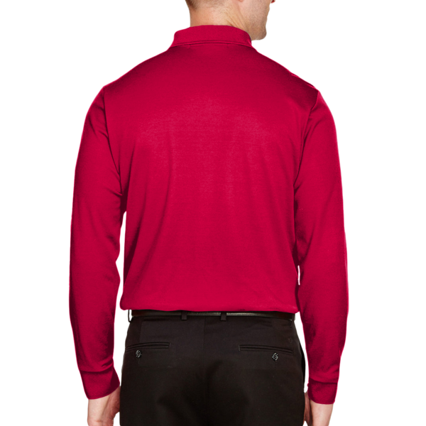 Devon & Jones Men's Tall CrownLux Performance® Plaited Long Sleeve Polo, Red, Back view
