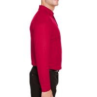 Devon & Jones Men's Tall CrownLux Performance® Plaited Long Sleeve Polo, Red, Right Sleeve view