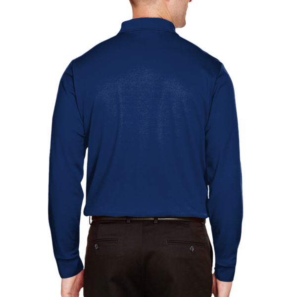 Devon & Jones Men's Tall CrownLux Performance® Plaited Long Sleeve Polo, True Royal, Back view