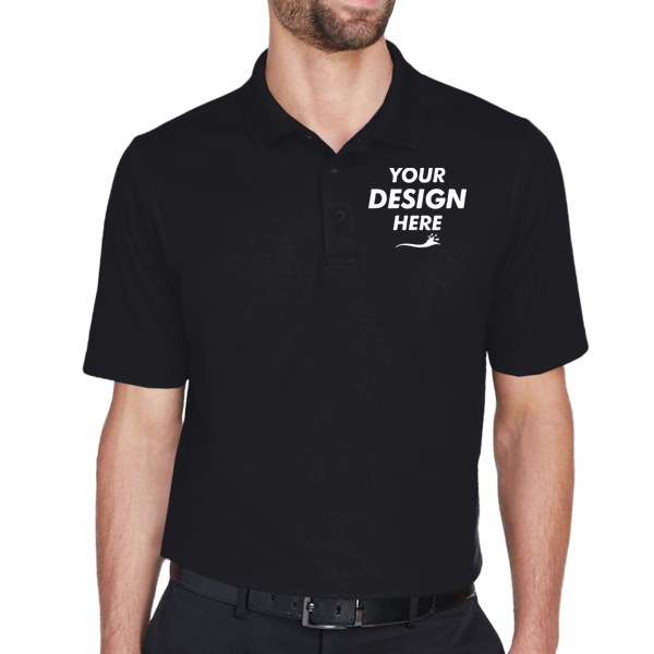Devon & Jones Men's Tall CrownLux Performance® Plaited Polo, Black, Front view, Mockup