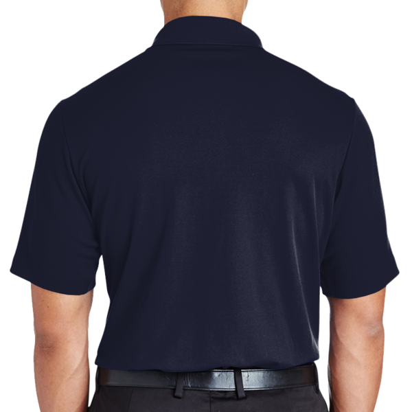 Devon & Jones Men's Tall CrownLux Performance® Plaited Polo, Navy, Back view