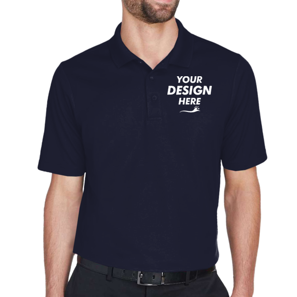 Devon & Jones Men's Tall CrownLux Performance® Plaited Polo, Navy, Front view, Mockup