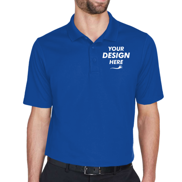 Devon & Jones Men's Tall CrownLux Performance® Plaited Polo, True Royal, Front view, Mockup