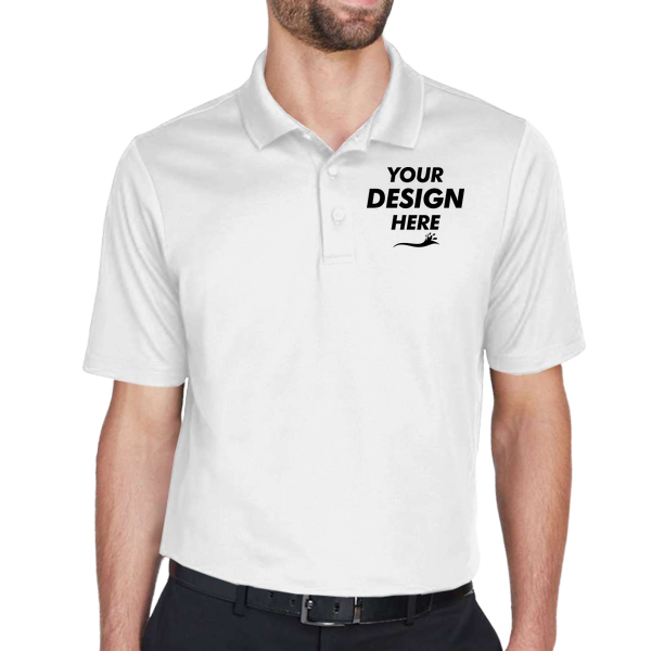 Devon & Jones Men's Tall CrownLux Performance® Plaited Polo, White, Front view, Mockup
