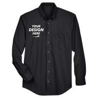 Devon & Jones Men's Tall Crown Collection® Broadcloth Woven Dress Shirt, Black, Front view, Mockup