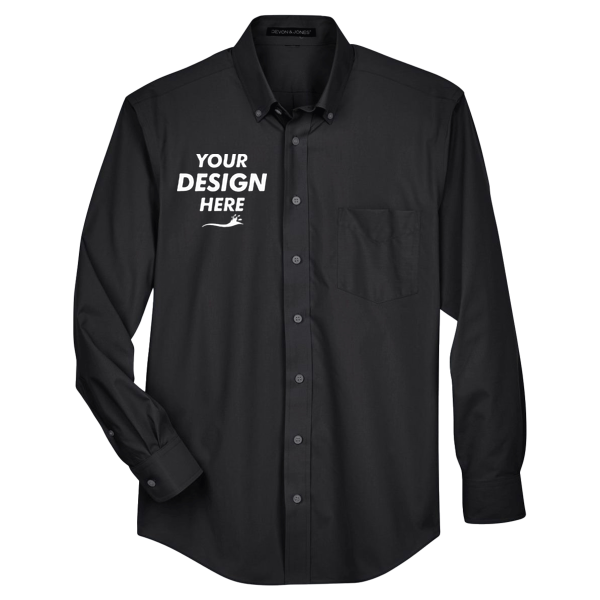 Devon & Jones Men's Tall Crown Collection® Broadcloth Woven Dress Shirt, Black, Front view, Mockup