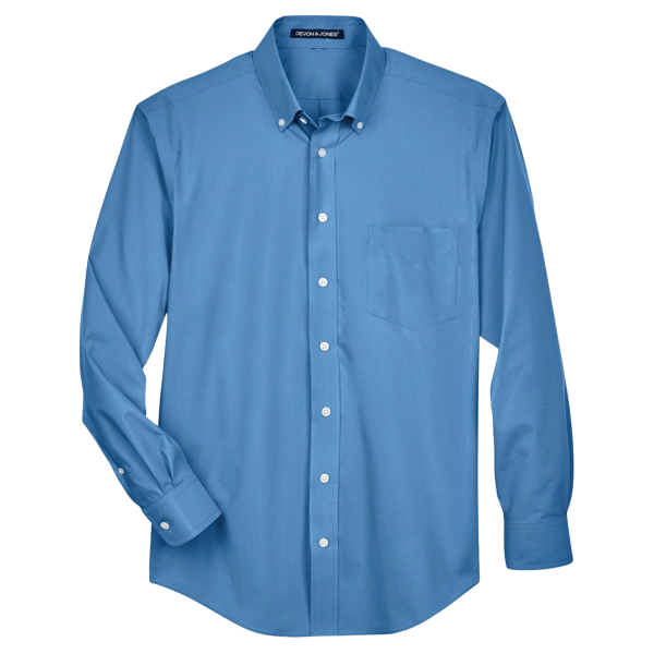 Devon & Jones Men's Tall Crown Collection® Broadcloth Woven Dress Shirt, French Blue, Front view