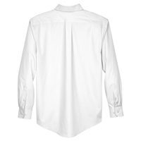 Devon & Jones Men's Tall Crown Collection® Broadcloth Woven Dress Shirt, White, Back view