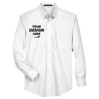 Devon & Jones Men's Tall Crown Collection® Broadcloth Woven Dress Shirt, White, Front view, Mockup