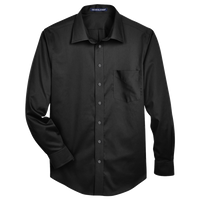 Devon & Jones Men's Tall Crown Collection® Solid Stretch Twill Woven Dress Shirt, Black, Front view