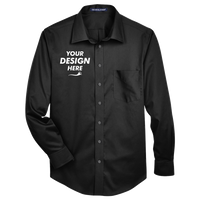 Devon & Jones Men's Tall Crown Collection® Solid Stretch Twill Woven Dress Shirt, Black, Front view, Mockup