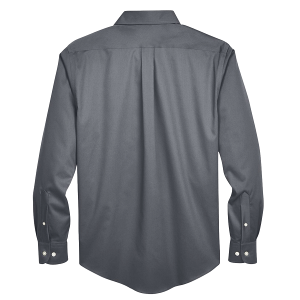 Devon & Jones Men's Tall Crown Collection® Solid Stretch Twill Woven Dress Shirt, Graphite, Back view