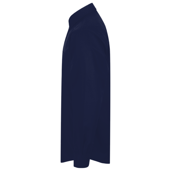 Devon & Jones Men's Tall Crown Collection® Solid Stretch Twill Woven Dress Shirt, Navy, Left Sleeve view