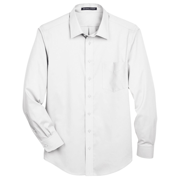 Devon & Jones Men's Tall Crown Collection® Solid Stretch Twill Woven Dress Shirt, White, Front view