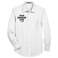 Devon & Jones Men's Tall Crown Collection® Solid Stretch Twill Woven Dress Shirt, White, Front view, Mockup