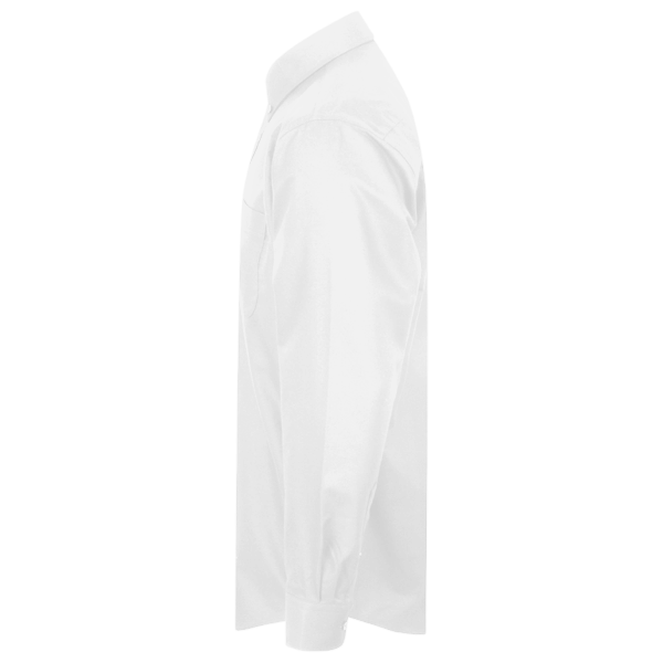 Devon & Jones Men's Tall Crown Collection® Solid Stretch Twill Woven Dress Shirt, White, Left Sleeve view
