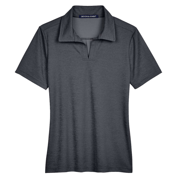 Devon & Jones Women's CrownLux Performance® Address Melange Polo, Black Heather, Front view