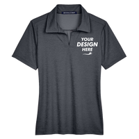 Devon & Jones Women's CrownLux Performance® Address Melange Polo, Black Heather, Front view, Mockup