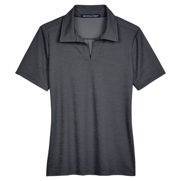 Devon & Jones Women's CrownLux Performance Address Melange Polo, Black Melange, Front view
