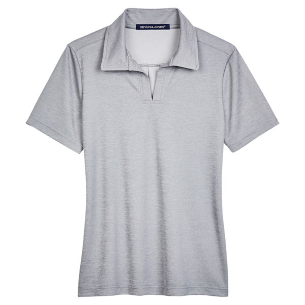 Devon & Jones Women's CrownLux Performance Address Melange Polo, Grey Melange, Front view