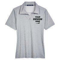 Devon & Jones Women's CrownLux Performance Address Melange Polo, Grey Melange, Front view, Mockup