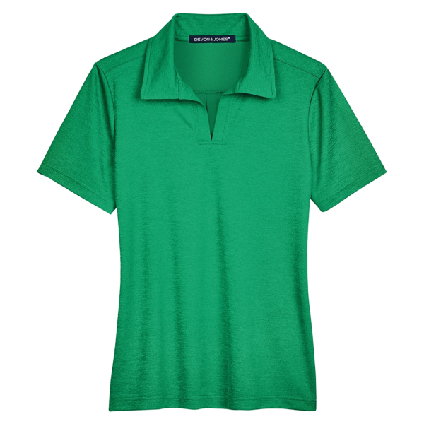 Devon & Jones Women's CrownLux Performance® Address Melange Polo, Kelly Green Heather, Front view