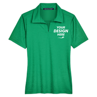 Devon & Jones Women's CrownLux Performance® Address Melange Polo, Kelly Green Heather, Front view, Mockup