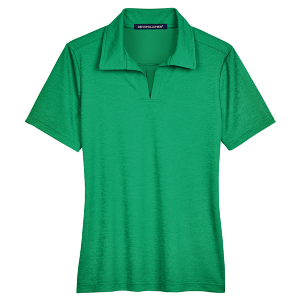 Devon & Jones Women's CrownLux Performance Address Melange Polo, Kelly Green Melange, Front view