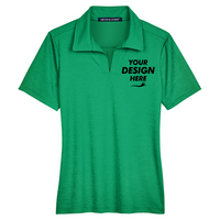 Devon & Jones Women's CrownLux Performance Address Melange Polo, Kelly Green Melange, Front view, Mockup