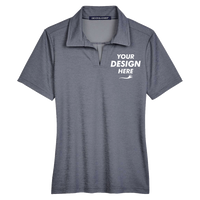 Devon & Jones Women's CrownLux Performance® Address Melange Polo, Navy Heather, Front view, Mockup