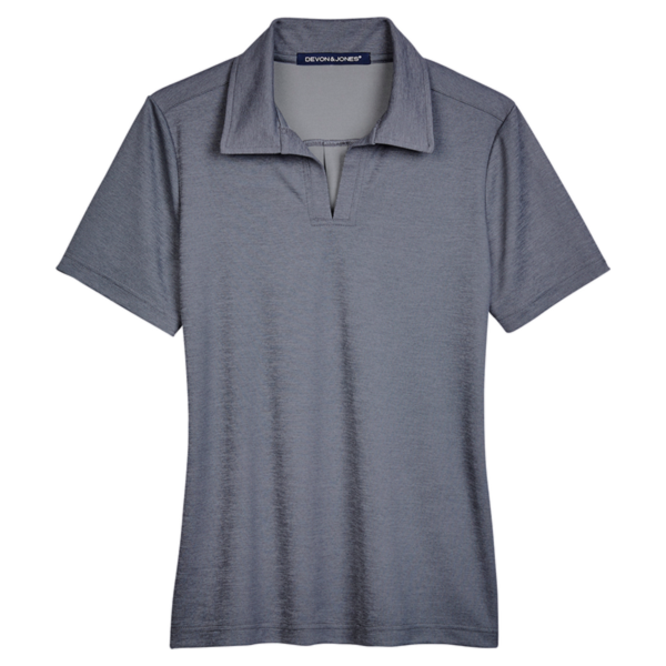 Devon & Jones Women's CrownLux Performance Address Melange Polo, Navy Melange, Front view