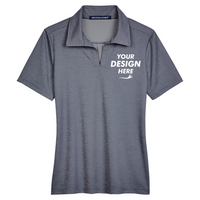 Devon & Jones Women's CrownLux Performance Address Melange Polo, Navy Melange, Front view, Mockup