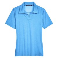 Devon & Jones Women's CrownLux Performance® Address Melange Polo, Ocean Blue Heather, Front view