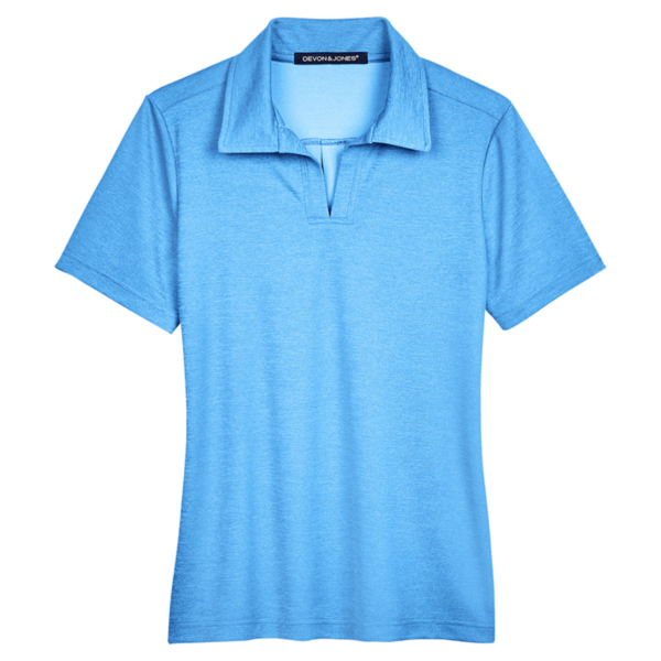 Devon & Jones Women's CrownLux Performance Address Melange Polo, Ocean Blue Melange, Front view