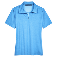 Devon & Jones Women's CrownLux Performance Address Melange Polo, Ocean Blue Melange, Front view