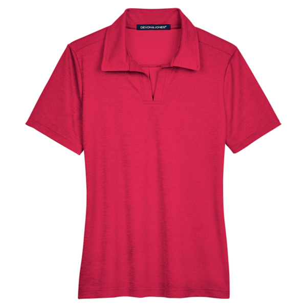 Devon & Jones Women's CrownLux Performance Address Melange Polo, Red Melange, Front view