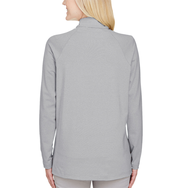 Devon & Jones Women's CrownLux Performance® Clubhouse Micro-Stripe Quarter-Zip Pullover, Black, Back view