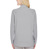 Devon & Jones Women's CrownLux Performance® Clubhouse Micro-Stripe Quarter-Zip Pullover, Black, Back view