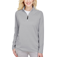 Devon & Jones Women's CrownLux Performance® Clubhouse Micro-Stripe Quarter-Zip Pullover, Black, Front view
