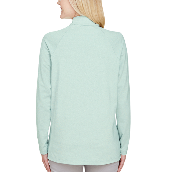 Devon & Jones Women's CrownLux Performance® Clubhouse Micro-Stripe Quarter-Zip Pullover, Kelly Green, Back view
