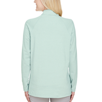 Devon & Jones Women's CrownLux Performance® Clubhouse Micro-Stripe Quarter-Zip Pullover, Kelly Green, Back view