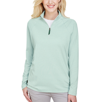 Devon & Jones Women's CrownLux Performance® Clubhouse Micro-Stripe Quarter-Zip Pullover, Kelly Green, Front view