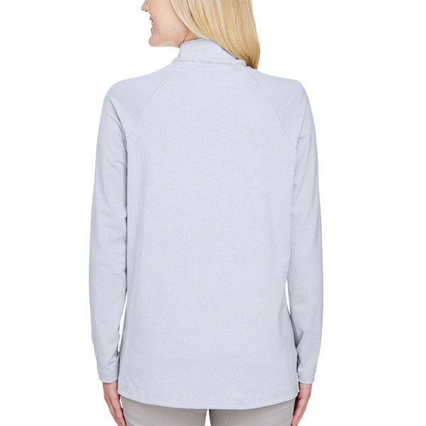 Devon & Jones Women's CrownLux Performance® Clubhouse Micro-Stripe Quarter-Zip Pullover, Navy, Back view