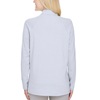 Devon & Jones Women's CrownLux Performance® Clubhouse Micro-Stripe Quarter-Zip Pullover, Navy, Back view
